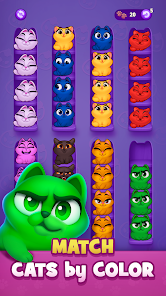 Kitty Sort gameplay showing colorful cats being sorted